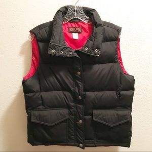 Baltic Black & Red Down Feather Puffer Vest M
